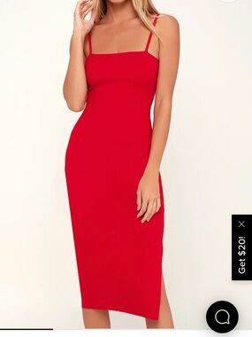 Lulus Paulina Red Bodycon Midi Dress